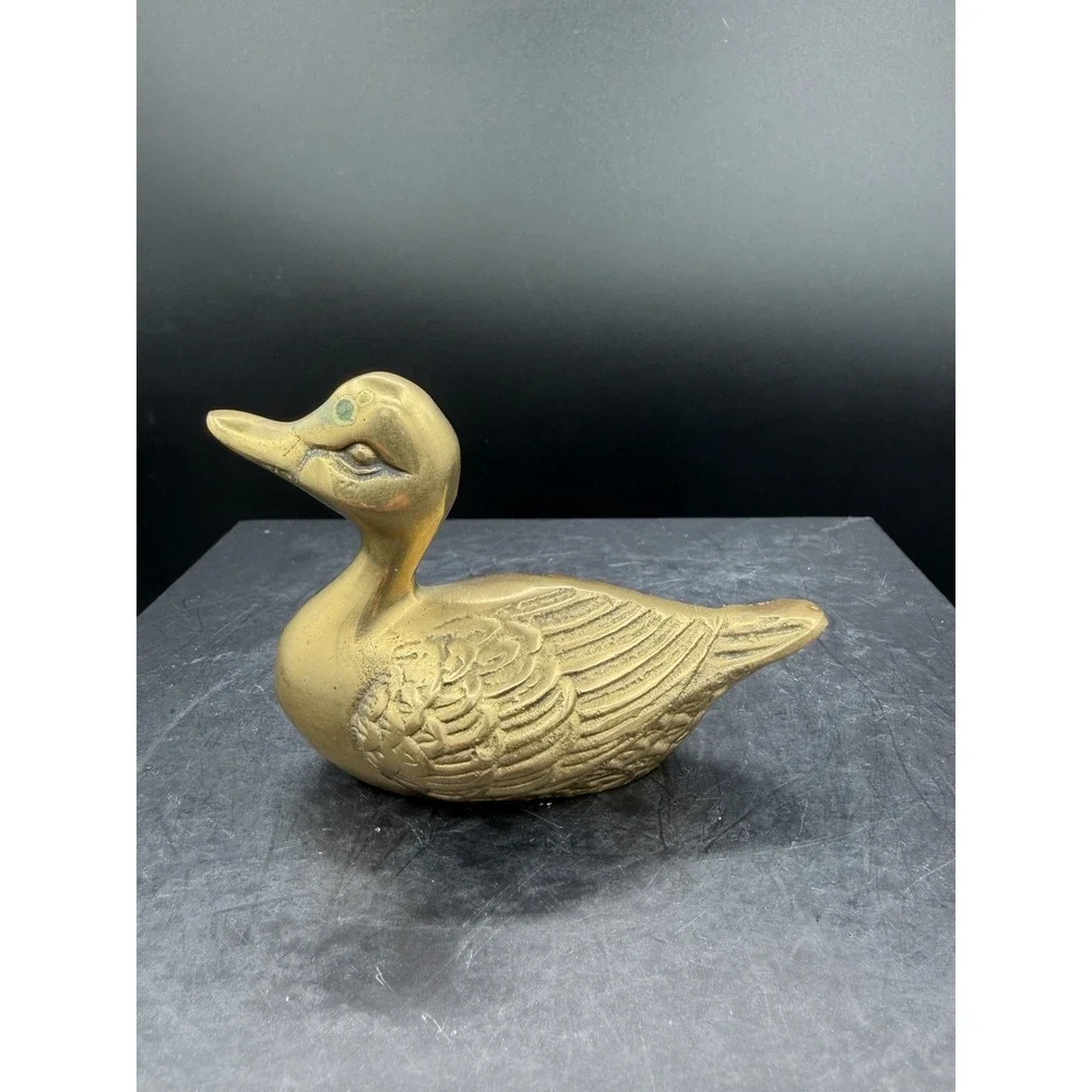 🦆 Vintage Small Solid Brass Duck Figurine / Paperweight